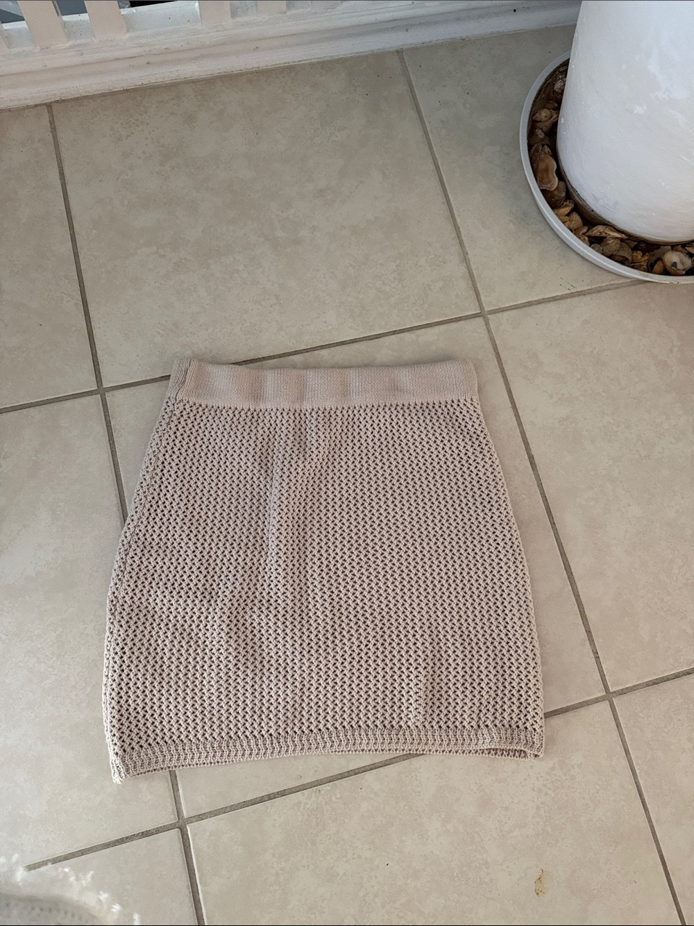 Z Supply Open-Knit Mini Skirt in Light Taupe